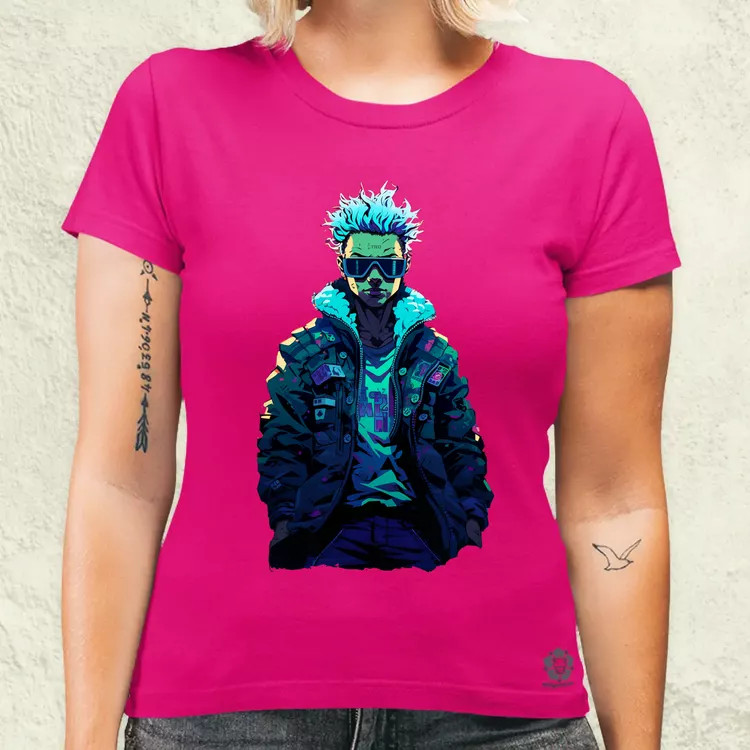 Pixelart cyberpunk hacker v1 női póló
