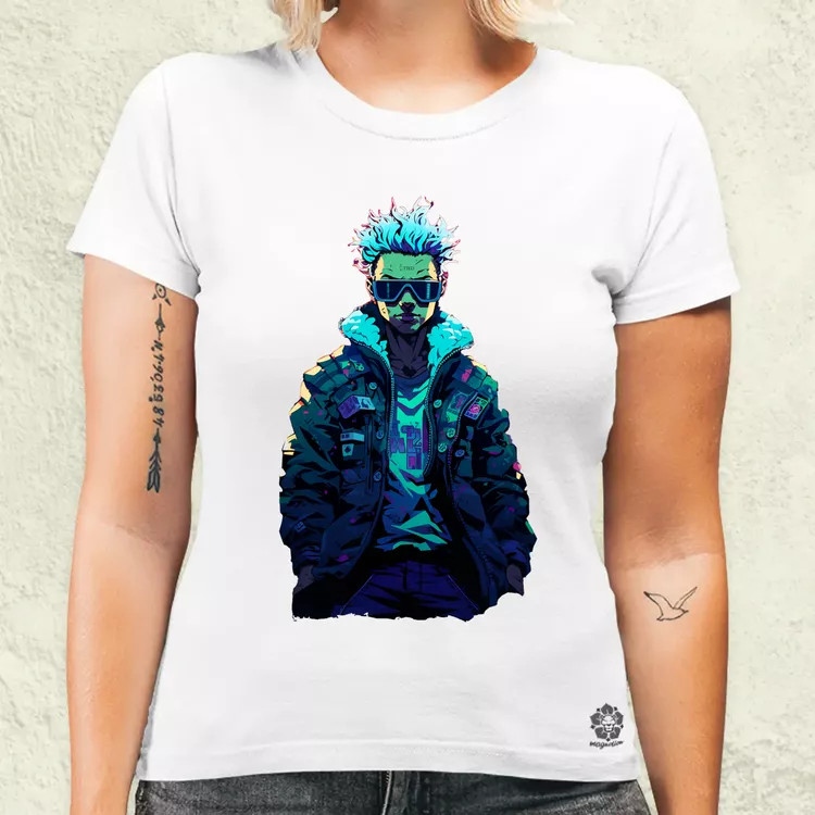 Pixelart cyberpunk hacker v1 női póló