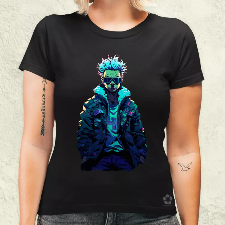 Pixelart cyberpunk hacker v1 női póló