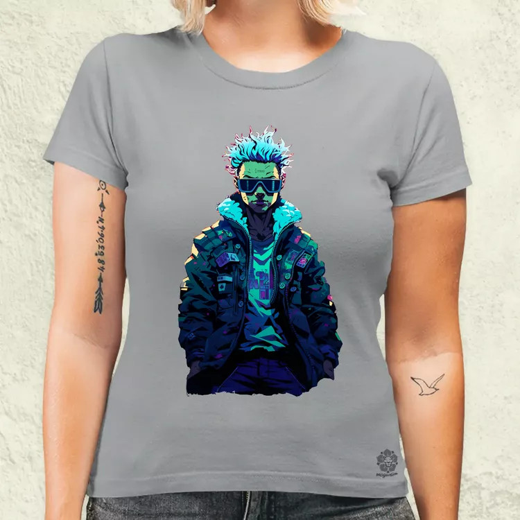 Pixelart cyberpunk hacker v1 női póló