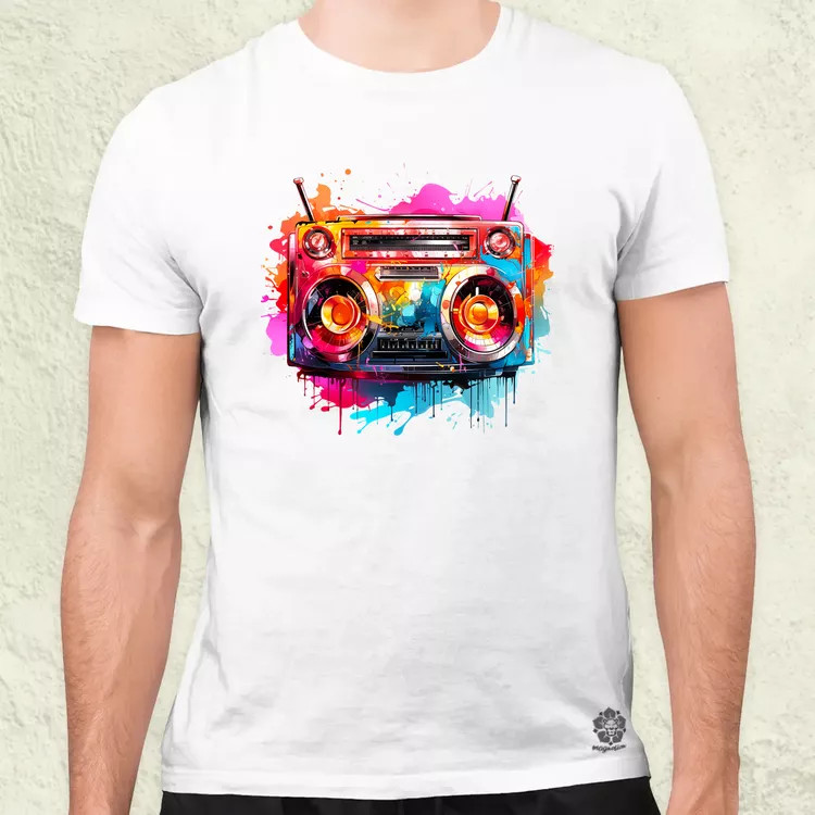 Retró boombox v2 férfi póló