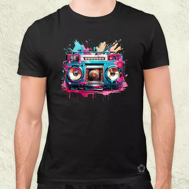 Retró boombox v4 férfi póló