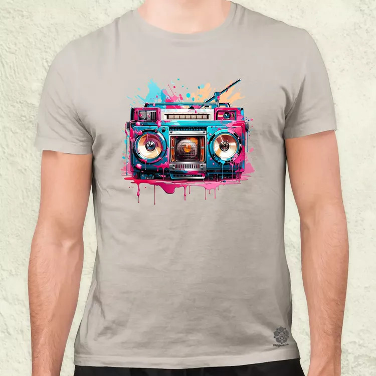 Retró boombox v4 férfi póló