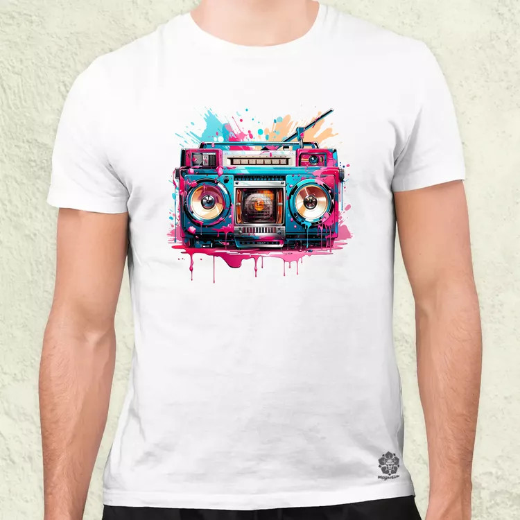 Retró boombox v4 férfi póló