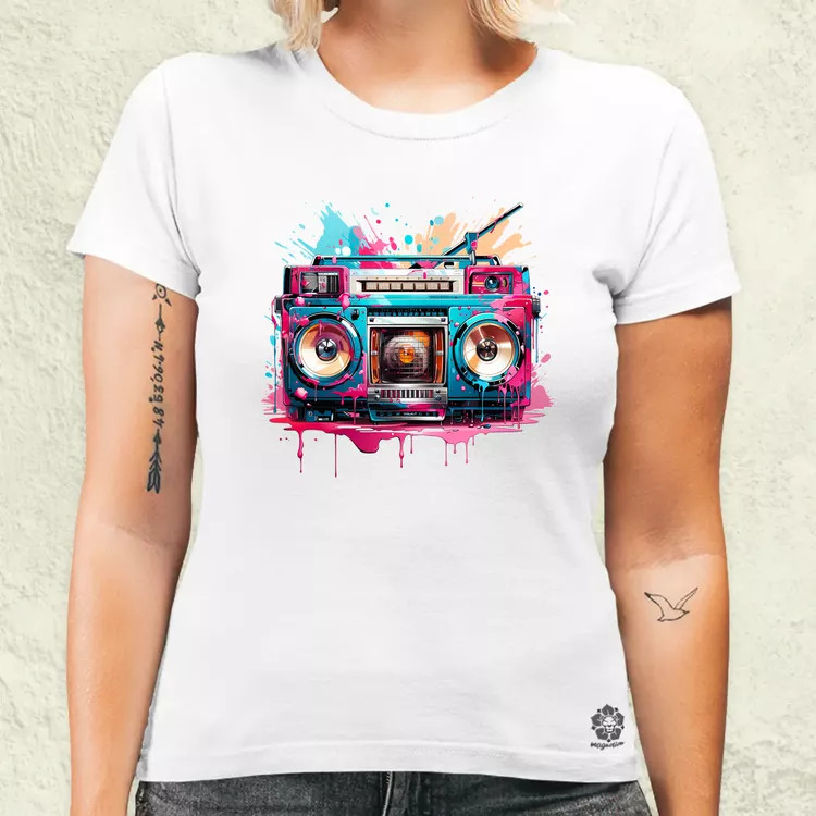 Retró boombox v4 női póló