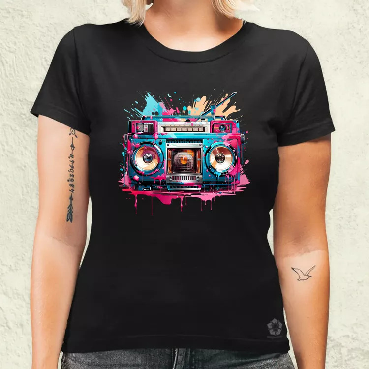 Retró boombox v4 női póló