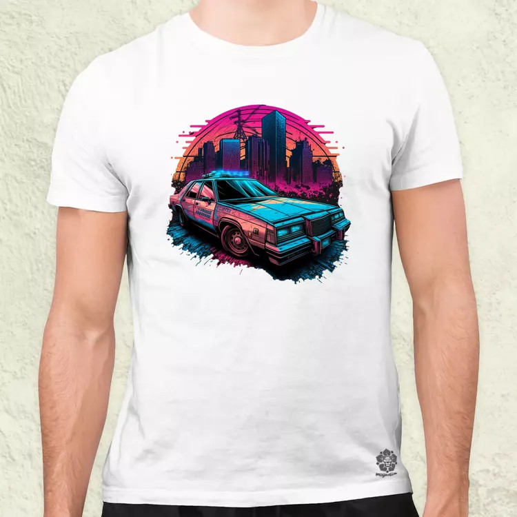 Retró hullám 1980 Dodge Diplomat Police Car v3 férfi póló