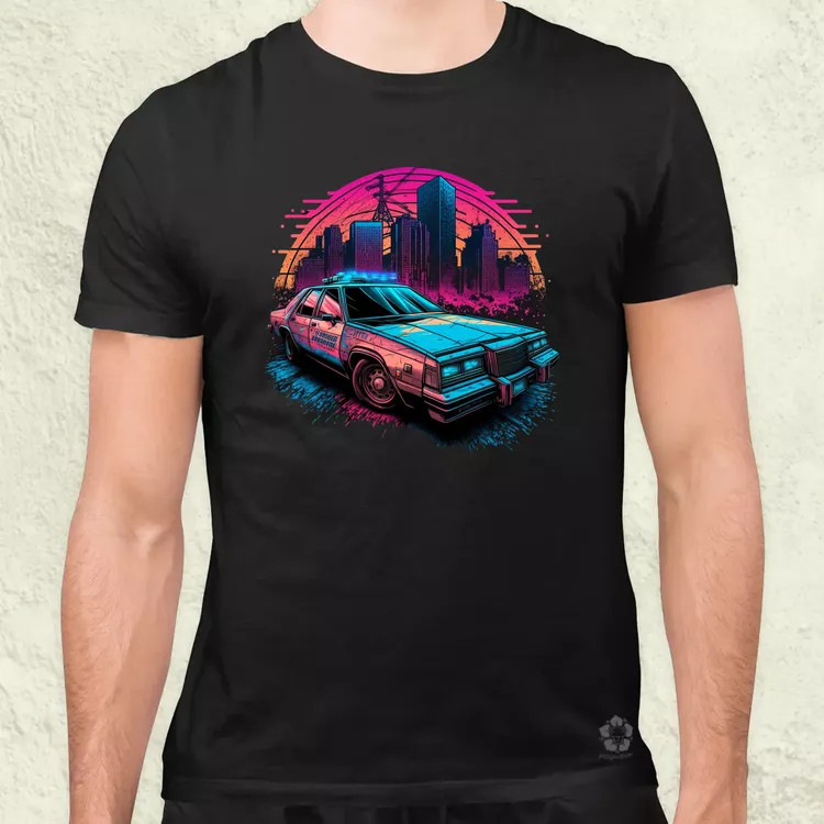 Retró hullám 1980 Dodge Diplomat Police Car v3 férfi póló