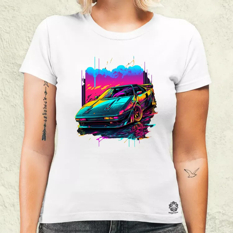 Retró hullám Ferrari Testarossa v3 női póló