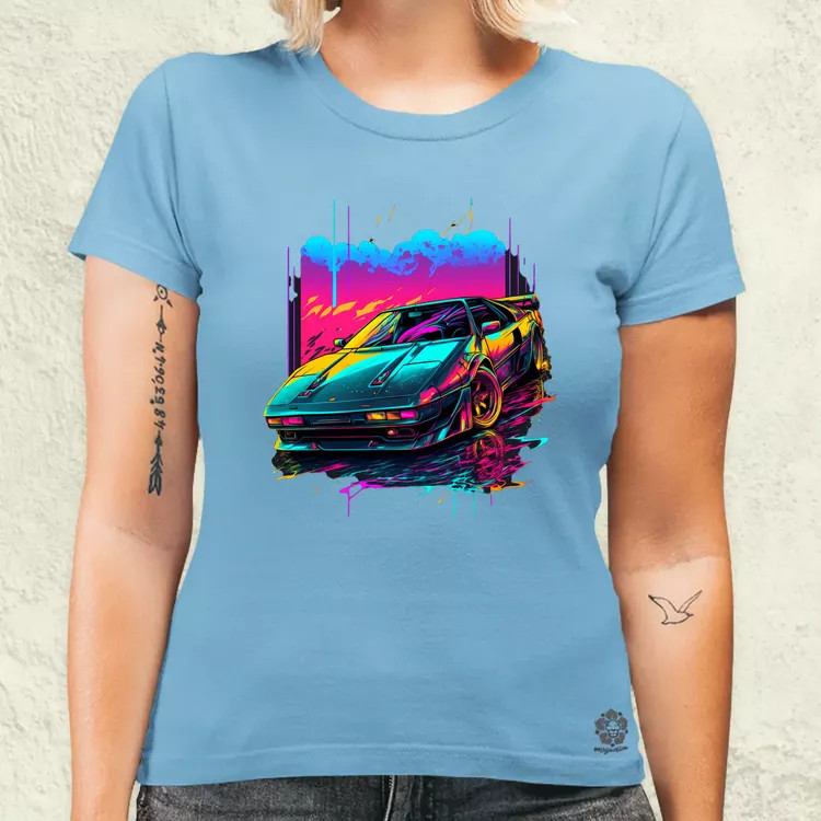 Retró hullám Ferrari Testarossa v3 női póló
