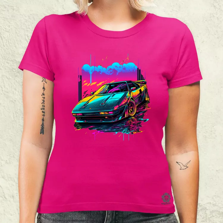 Retró hullám Ferrari Testarossa v3 női póló