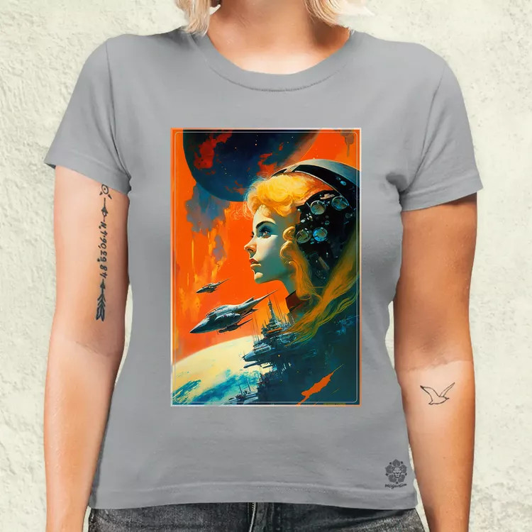 Retró sci-fi v8 női póló