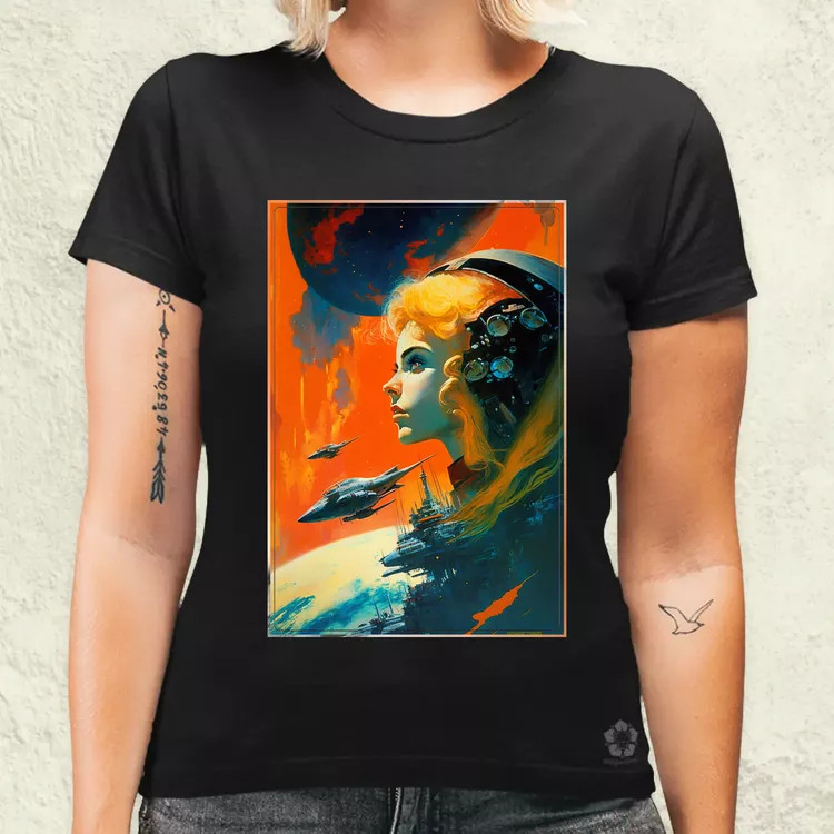 Retró sci-fi v8 női póló