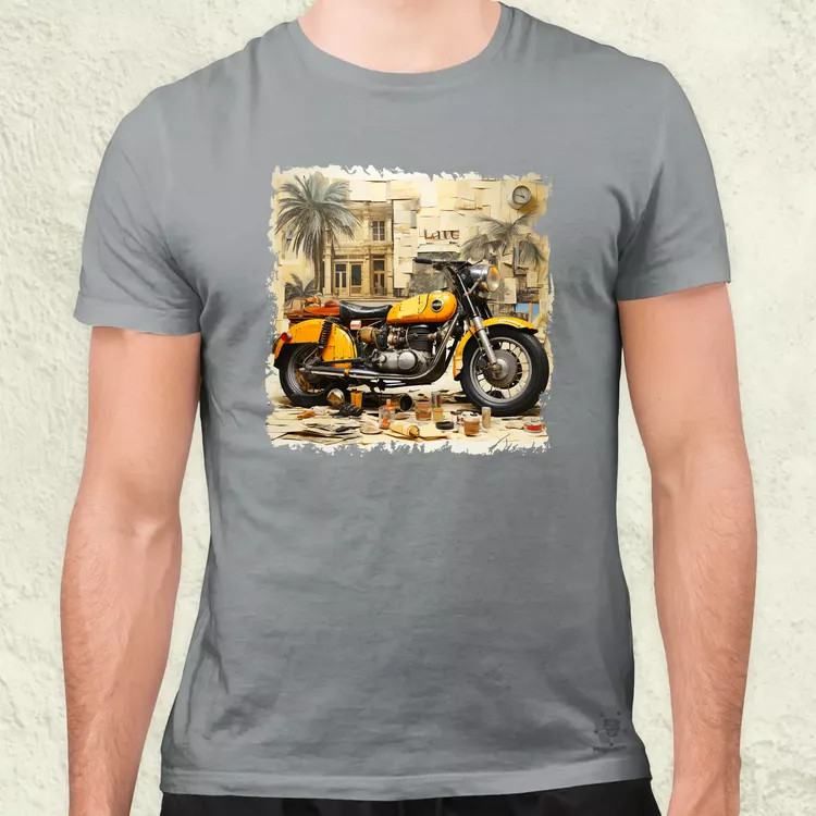 Vintage kollázs motor férfi póló