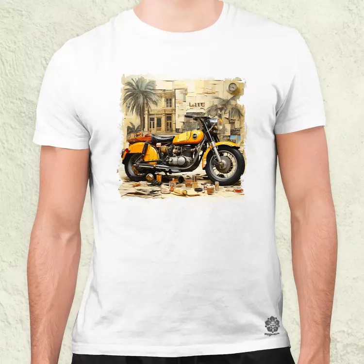 Vintage kollázs motor férfi póló