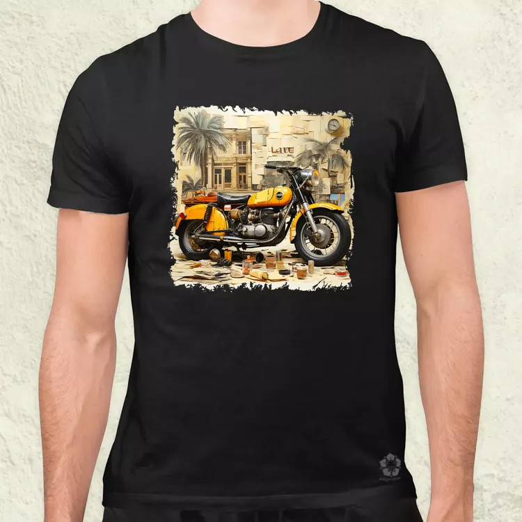 Vintage kollázs motor férfi póló