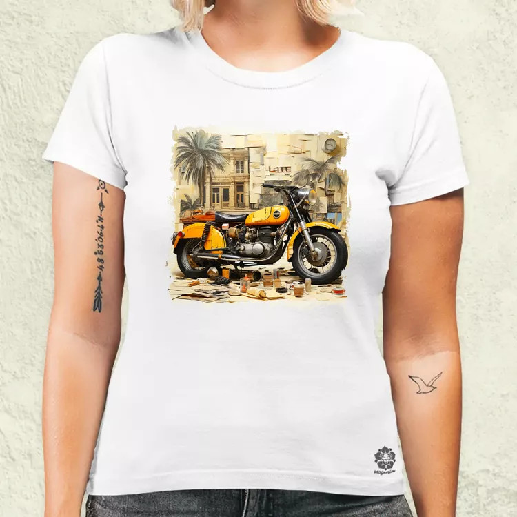 Vintage kollázs motor női póló