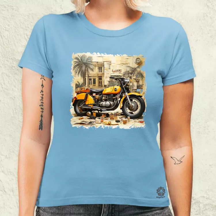 Vintage kollázs motor női póló
