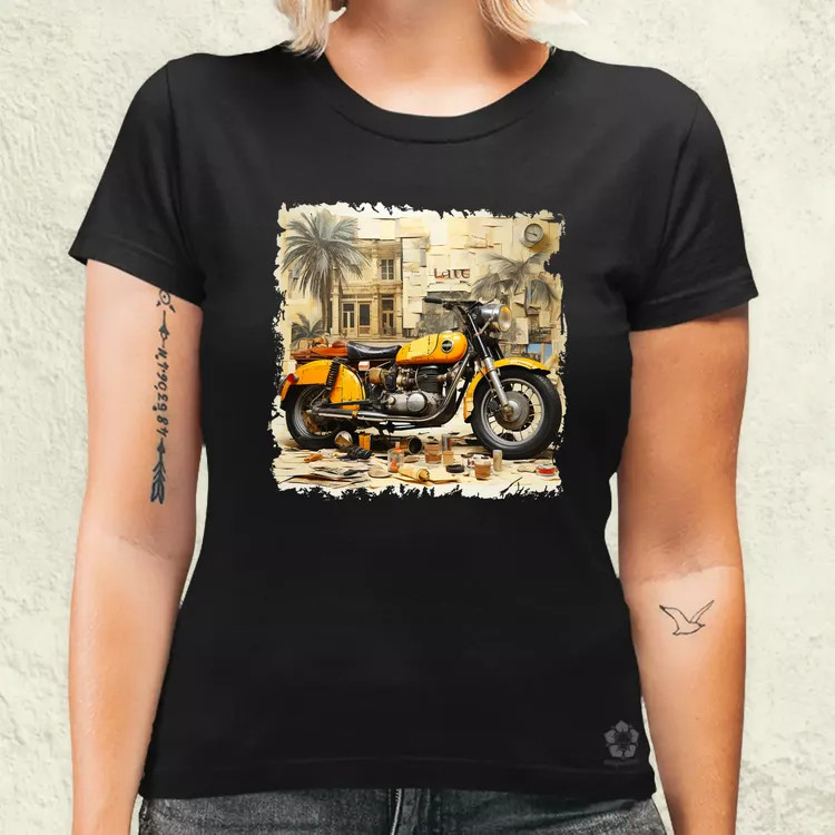 Vintage kollázs motor női póló