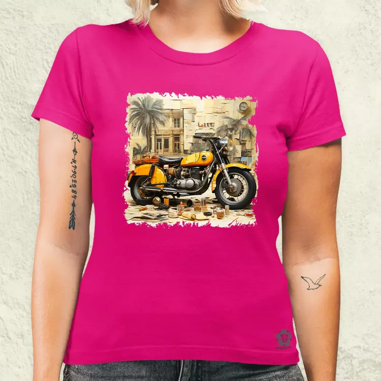 Vintage kollázs motor női póló