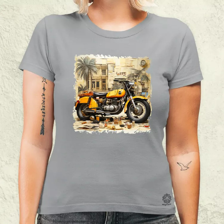 Vintage kollázs motor női póló