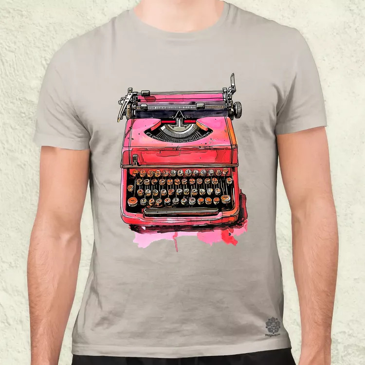 Vintage pink írógép férfi póló