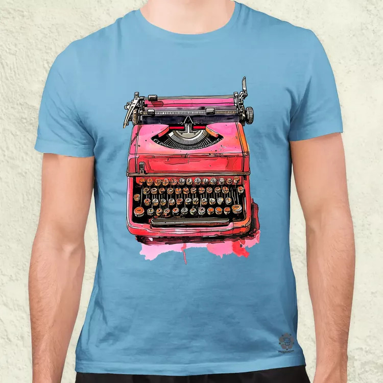 Vintage pink írógép férfi póló
