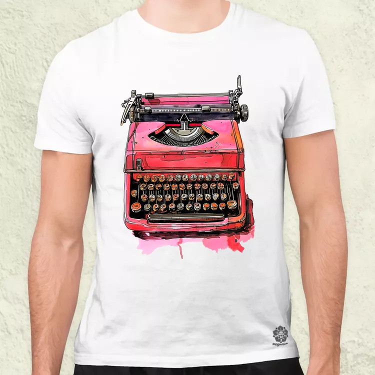 Vintage pink írógép férfi póló