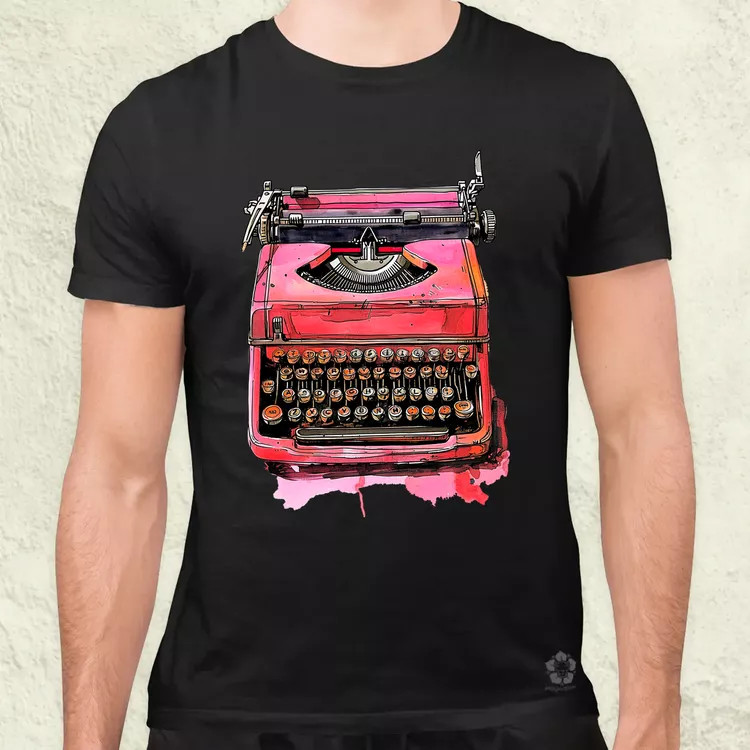 Vintage pink írógép férfi póló