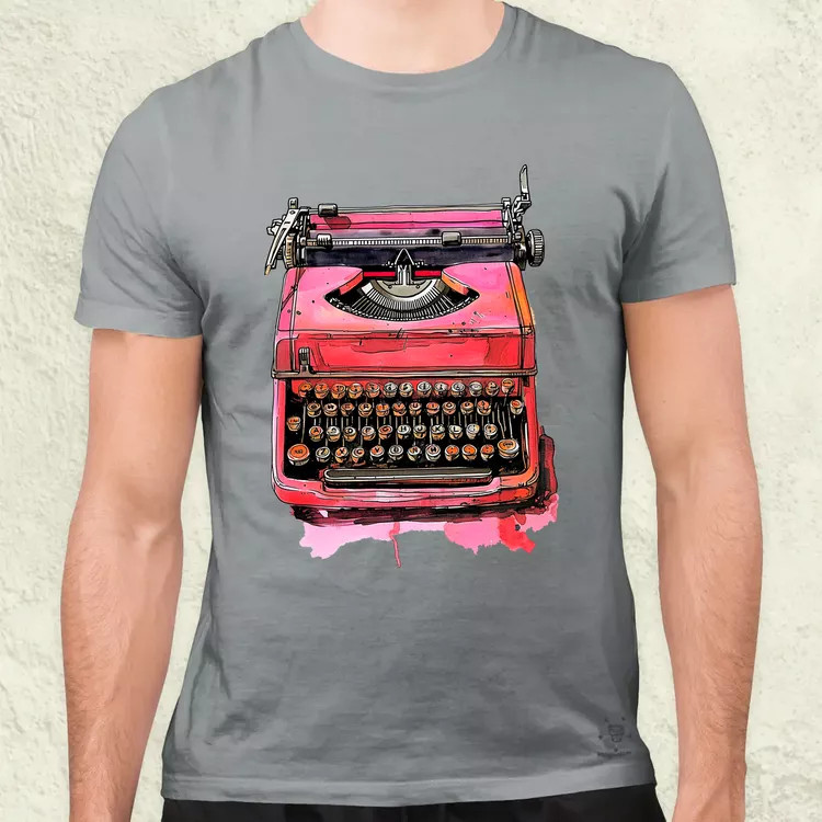 Vintage pink írógép férfi póló