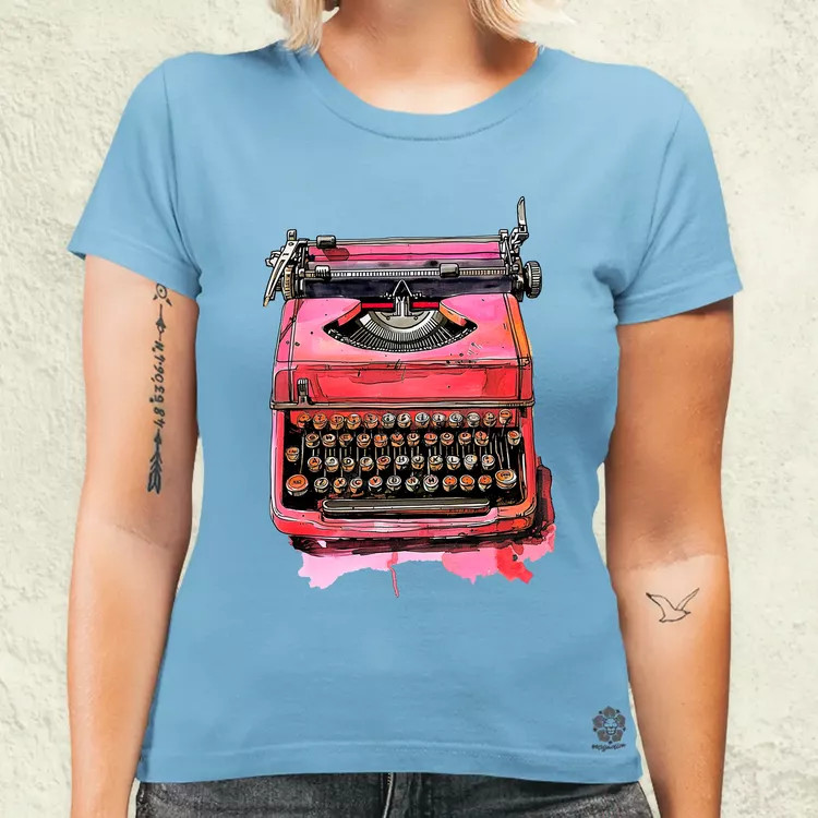 Vintage pink írógép női póló