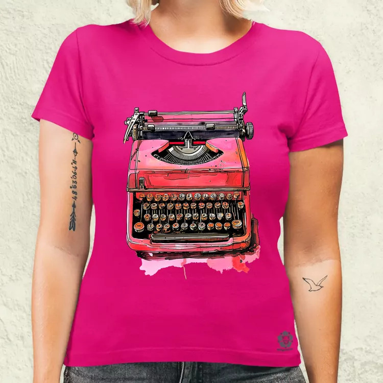 Vintage pink írógép női póló