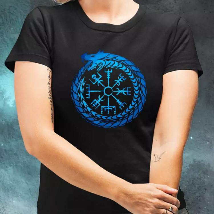 Jormungandr Vegvisir rúna női póló