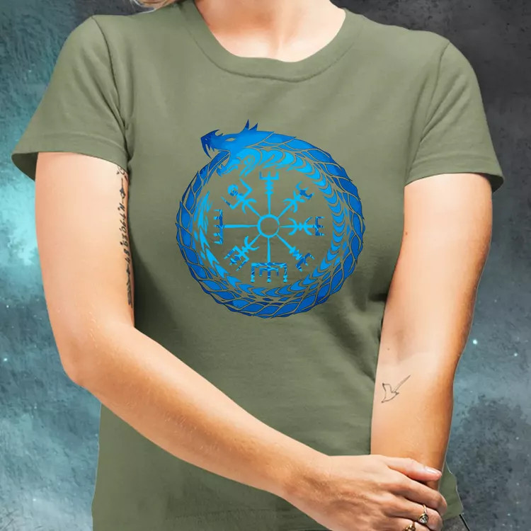 Jormungandr Vegvisir rúna női póló