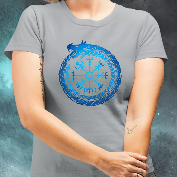 Jormungandr Vegvisir rúna női póló