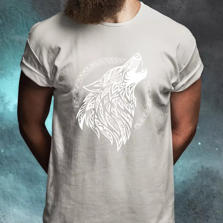 Rúna Fenrir fehér férfi póló