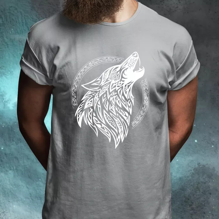Rúna Fenrir fehér férfi póló