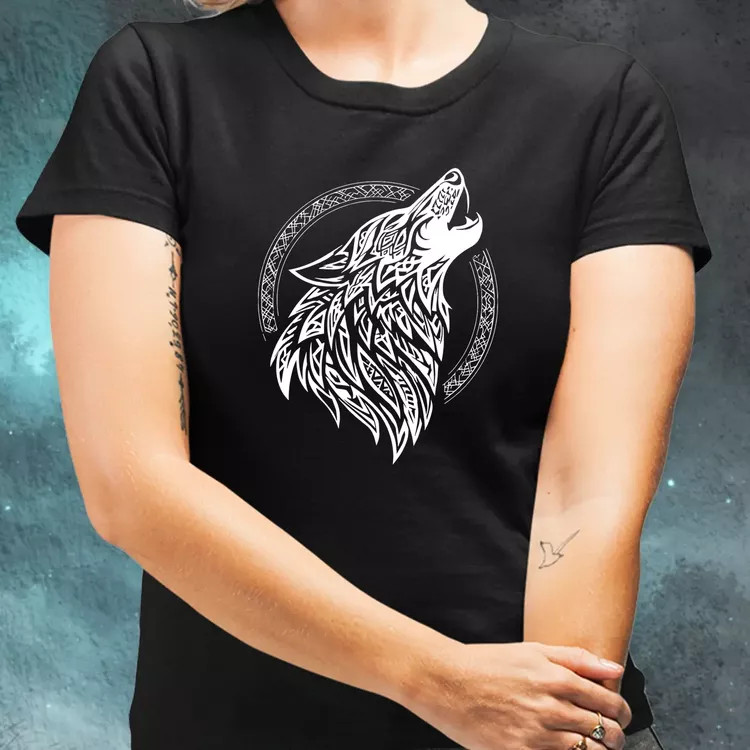 Rúna Fenrir fehér női póló