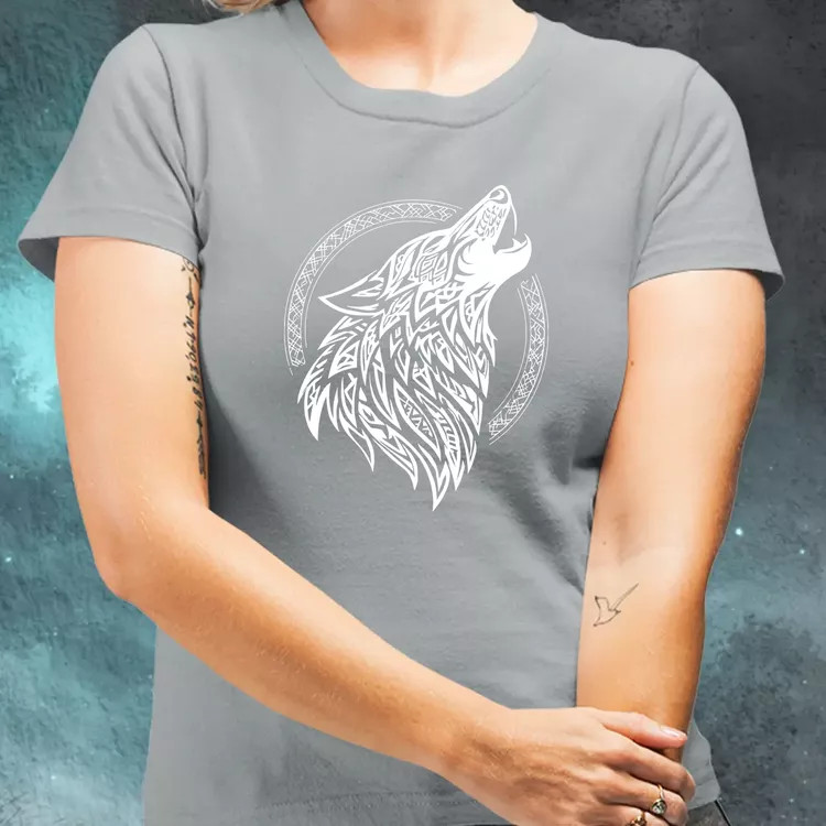 Rúna Fenrir fehér női póló