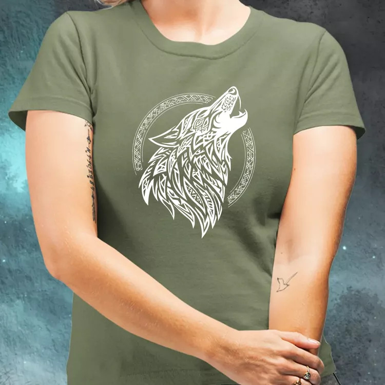 Rúna Fenrir fehér női póló