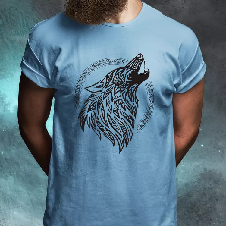 Rúna Fenrir fekete férfi póló