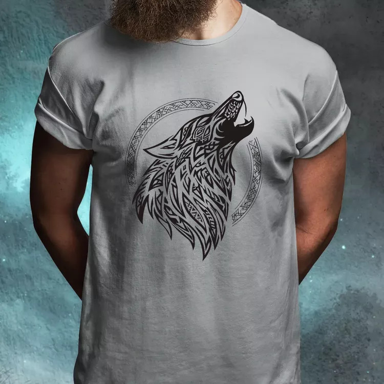 Rúna Fenrir fekete férfi póló