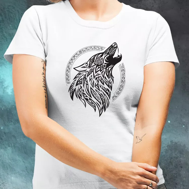 Rúna Fenrir fekete női póló