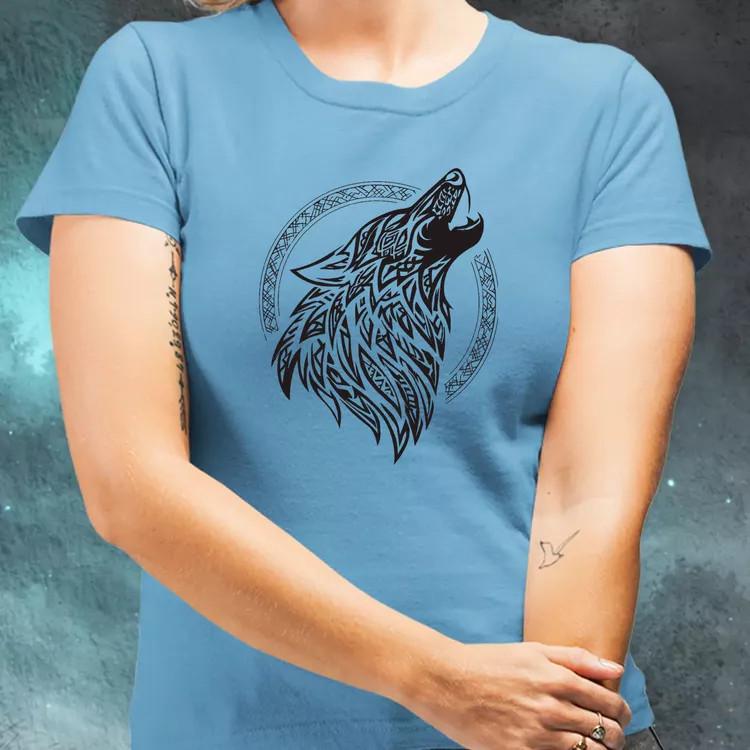 Rúna Fenrir fekete női póló