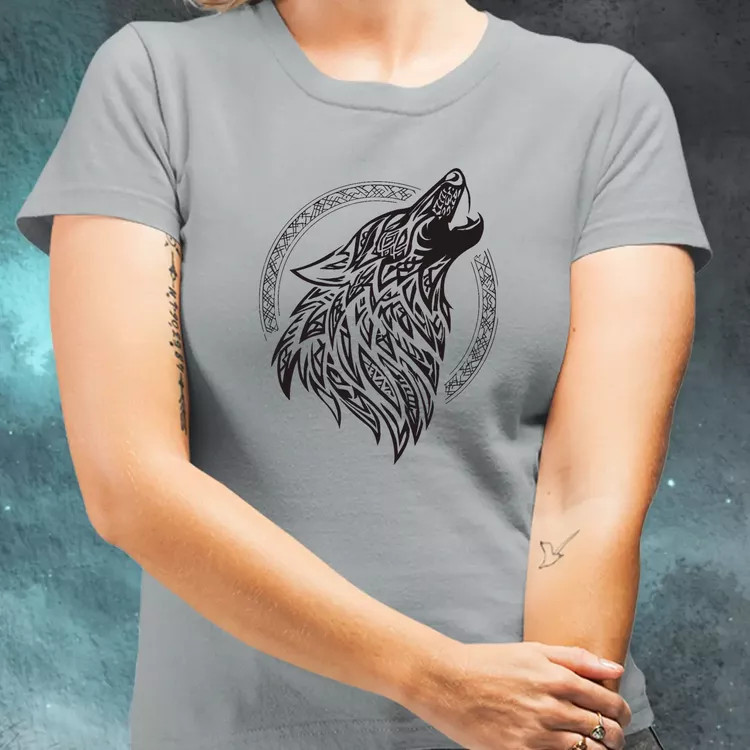 Rúna Fenrir fekete női póló