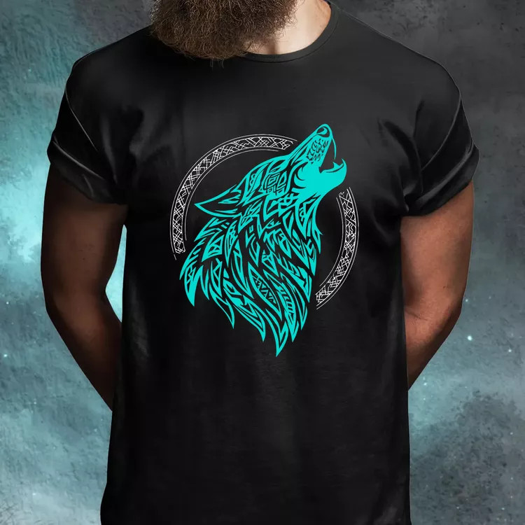 Rúna Fenrir türkiz férfi póló