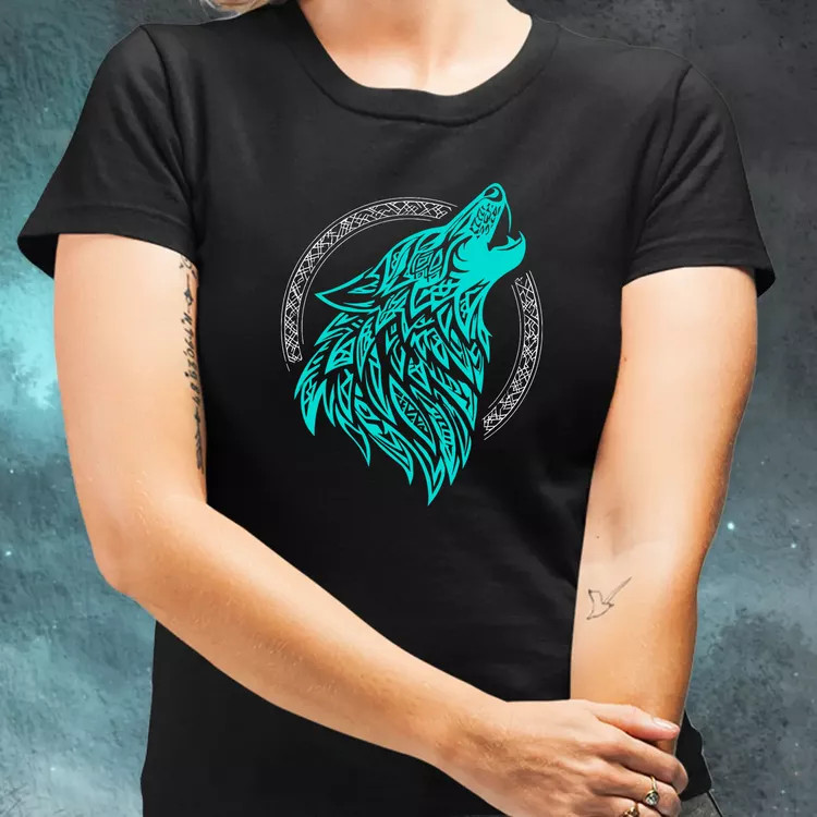 Rúna Fenrir türkiz női póló