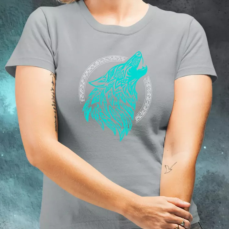Rúna Fenrir türkiz női póló