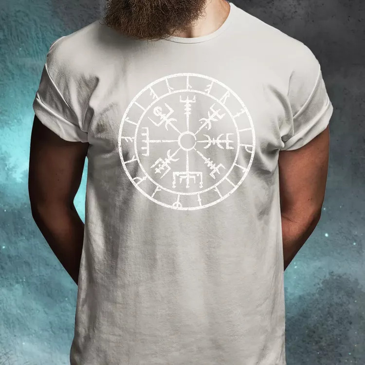 Vegvísir fehér férfi póló