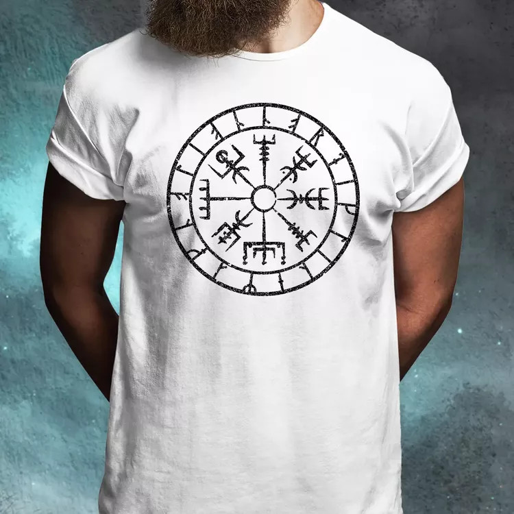 Vegvísir fekete férfi póló